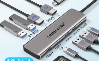 Lemorele TC91 USB C 허브 USB 3.0 도킹 스테이션, USB C타입-듀얼 HDMI, 맥북 에어 프로 아이패드 프로 M2 M1 PC용, 2 가지 확장