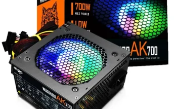 Aigo AK 700W PC PSU 전원 공급 장치, BTC용 데스크탑 컴퓨터 전원 공급 장치, 게임용 저소음 블랙 RGB 선풍기, 24 핀, 12V ATX, 120mm