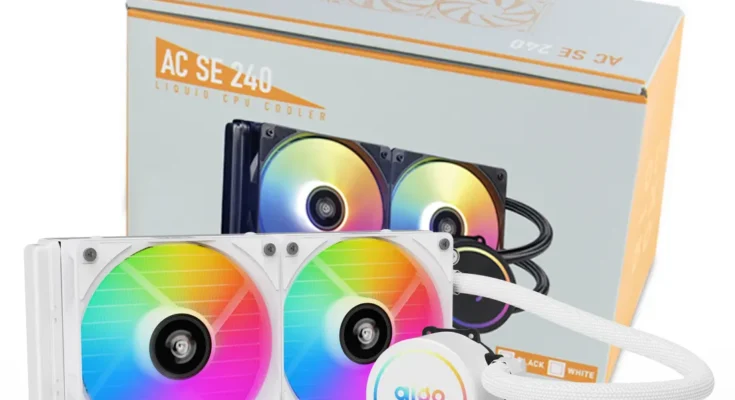 Aigo 화이트 수냉식 CPU 쿨러, 컴퓨터 RGB 수냉식 방열판 통합 CPU 냉각 팬 라디에이터, LGA 1700, 2011, AM4, AM5