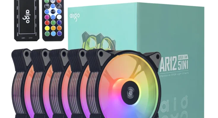 Aigo-AR12 120mm pc 컴퓨터 케이스 팬 RGB 히트 싱크 aura sync sata 포트 12cm 쿨러, argb 사일런트 컨트롤러 팬 냉각 환풍기