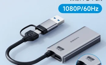 Hagibis USB 3.0 비디오 캡처 카드, PD 포트, 고속 충전, iPad HDMI에서 USB C 타입 게이밍 라이브 스트리밍 비디오 녹음기