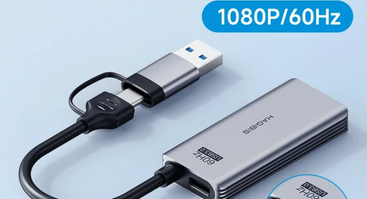 Hagibis USB 3.0 비디오 캡처 카드, PD 포트, 고속 충전, iPad HDMI에서 USB C 타입 게이밍 라이브 스트리밍 비디오 녹음기