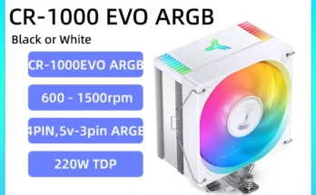 JONSBO CR-1000 EVO ARGB 라디에이터 히트 파이프 타워 4 핀 PWM 냉각 선풍기, 방열판 TDP 220W CPU 쿨러, LGA1700 115X 1200 AM4 용