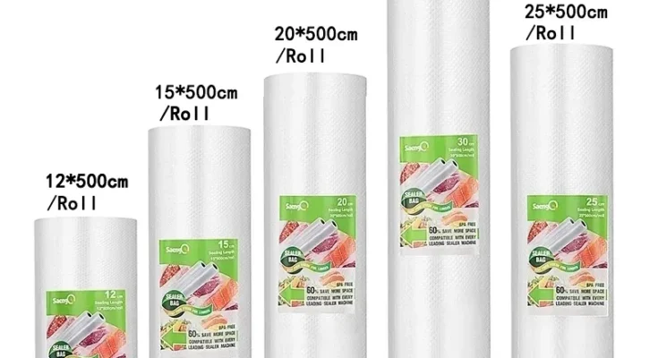 SaengQ 식품 진공 밀봉기용 진공 백, 신선하게 오래 보관, 12 + 15 + 20 + 25 + 30cm x 500cm 롤, 진공 포장기용 로트 백