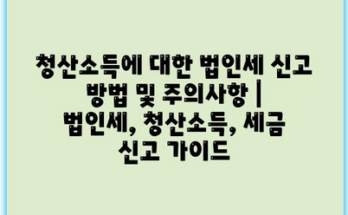 청산소득에 대한 법인세 신고 방법 및 주의사항 | 법인세, 청산소득, 세금 신고 가이드