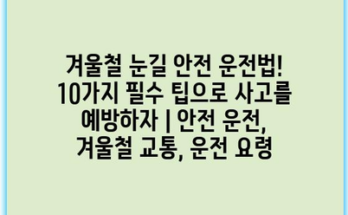 겨울철 눈길 안전 운전법! 10가지 필수 팁으로 사고를 예방하자 | 안전 운전, 겨울철 교통, 운전 요령