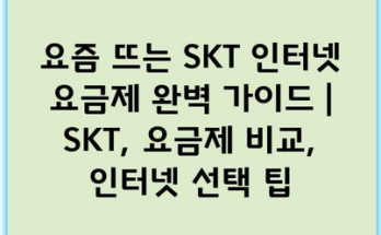 요즘 뜨는 SKT 인터넷 요금제 완벽 가이드 | SKT, 요금제 비교, 인터넷 선택 팁