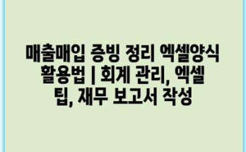 매출매입 증빙 정리 엑셀양식 활용법 | 회계 관리, 엑셀 팁, 재무 보고서 작성