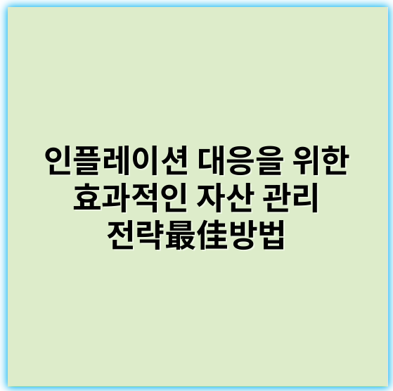 인플레이션 대응을 위한 효과적인 자산 관리 전략最佳방법