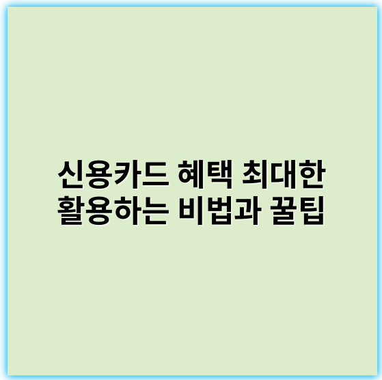 신용카드 혜택 최대한 활용하는 비법과 꿀팁